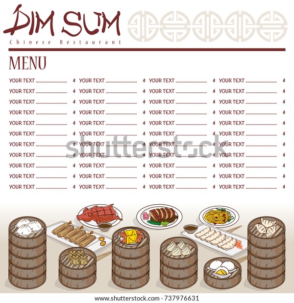 Menu Dim Sum Chinese Food Restaurant Stock Vector (Royalty Free ...