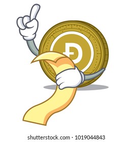 With menu Dogecoin mascot cartoon style