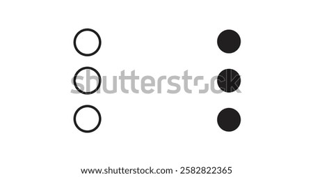 Menu dots filled and outlined icons vectors on white background