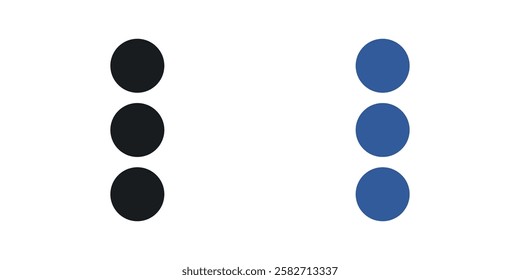 Menu dots icons set vectors black and colored style