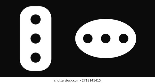 Icono de puntos del menú, que simboliza un chat o una conversación, ícono de tres puntos para el diseño de la interfaz de usuario del Web