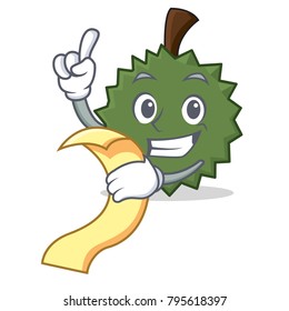 With menu Durian mascot cartoon style