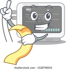 With menu ecg machine isolated in the character