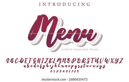 Menu - Elegant 3D Script Font with Handwritten Style for Modern Typography and Branding
