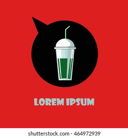  Menu element for cafe or restaurant with energetic fresh drink made in flat style.