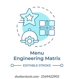 Menu engineering matrix soft blue concept icon. Dishes group categories. Restaurant business management. Round shape line illustration. Abstract idea. Graphic design. Easy to use in presentation