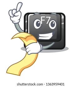 With menu F7 button installed in computer cartoon