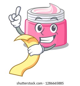 With menu face cream isolated with the mascot