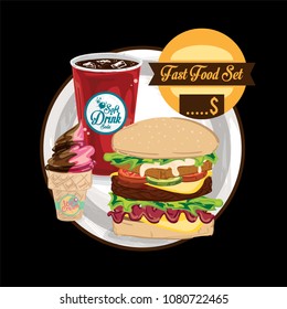 menu fast food template design graphic set 