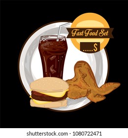 menu fast food template design graphic set 