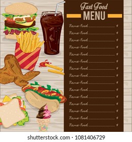 menu fast food template design graphic set 