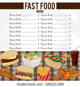 menu fast food template design graphic set 
