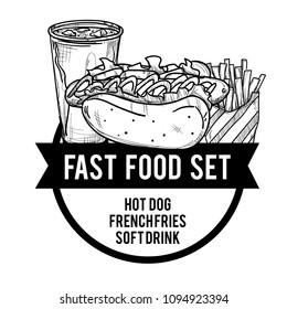 menu fastfood design template graphic drawing set