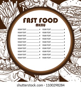 menu fastfood design template graphic drawing set