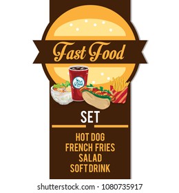 menu fastfood template design graphic set 