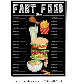 menu fastfood template design graphic set 