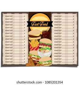 menu fastfood template design graphic set 