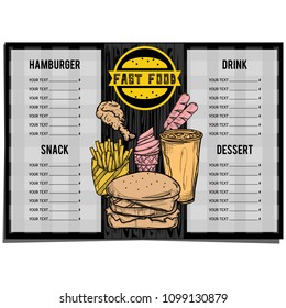 menu fastfood template design graphic set 