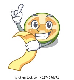 With menu feijoa fruit slices on cartoon plate