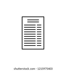 menu, file icon. Element of food icon. Thin line icon for website design and development, app development. Premium icon