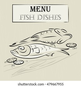 Menu fish dishes vector