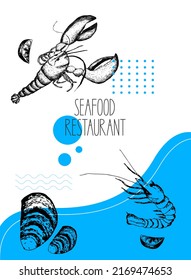 
menu for a fish restaurant. Seafood vector illustration