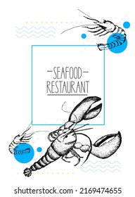 
menu for a fish restaurant. Seafood vector illustration