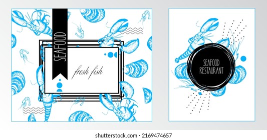 
menu for a fish restaurant. Seafood vector illustration