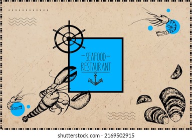 
menu for a fish restaurant. Seafood vector illustration