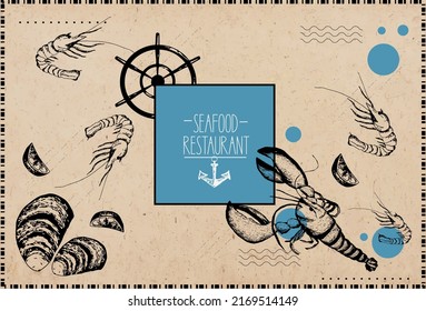 
menu for a fish restaurant. Seafood vector illustration
