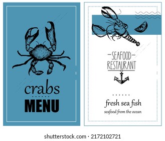 menu for a fish restaurant. Seafood vector illustration