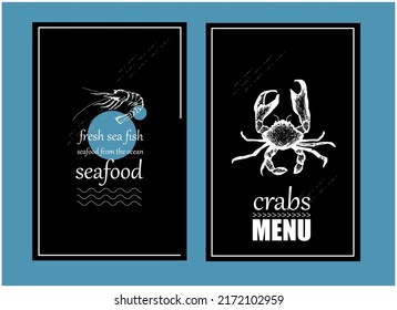 menu for a fish restaurant. Seafood vector illustration