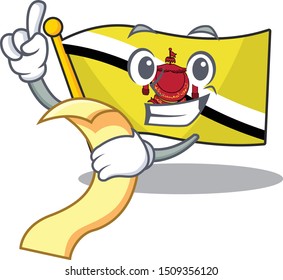 With menu flag brunei darussalam isolated with mascot