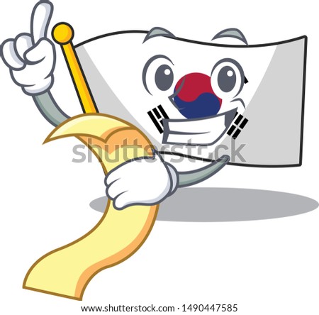 With menu flag korea isolated with the mascot