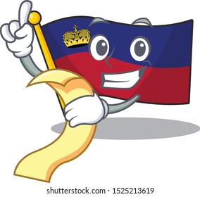 With menu flag liechtenstein folded above mascot table