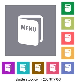 Menú iconos planos en fondo cuadrado de color sencillo