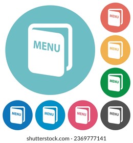 Menu flat white icons on round color backgrounds