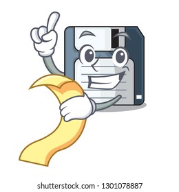 With menu floppy disk in the character funny