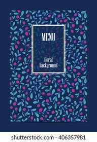 Menu floral design, restaurant cafe menu vector illustration, herbs card design