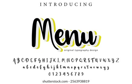 Menu Font Stylish brush painted an uppercase vector letters, alphabet, typeface