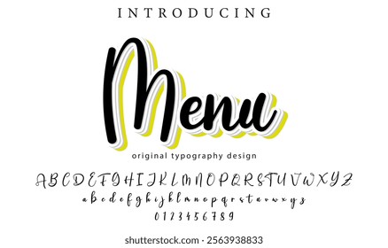 Menu Font Stylish brush painted an uppercase vector letters, alphabet, typeface
