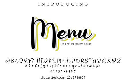 Menu Font Stylish brush painted an uppercase vector letters, alphabet, typeface