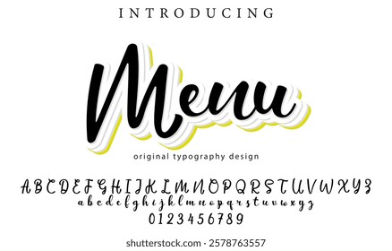Menu Font Stylish brush painted an uppercase vector letters, alphabet, typeface