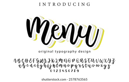 Menu Font Stylish brush painted an uppercase vector letters, alphabet, typeface