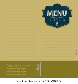 menu food and beverage with gold background