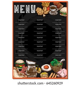 menu food cafe template design hand drawing graphic