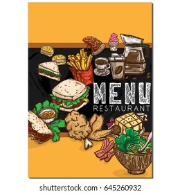 menu food cafe template design hand drawing graphic