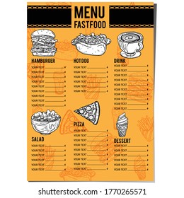 menu food restaurant template design hand drawing graphic