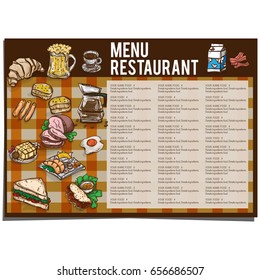 menu food restaurant template design hand drawing graphic.