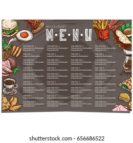 menu food restaurant template design hand drawing graphic.